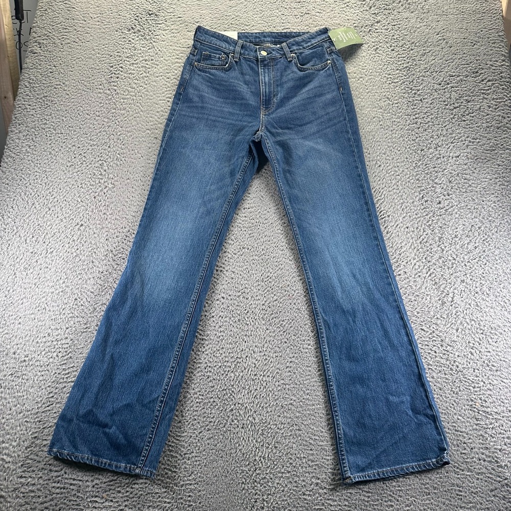 H&M Jeans Womens 4 Blue Cotton Denim Bootcut Leg Slim Travel Workwear Faded